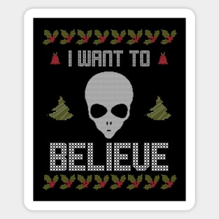 Alien Ugly Christmas Sweater I Want to Believe Sticker